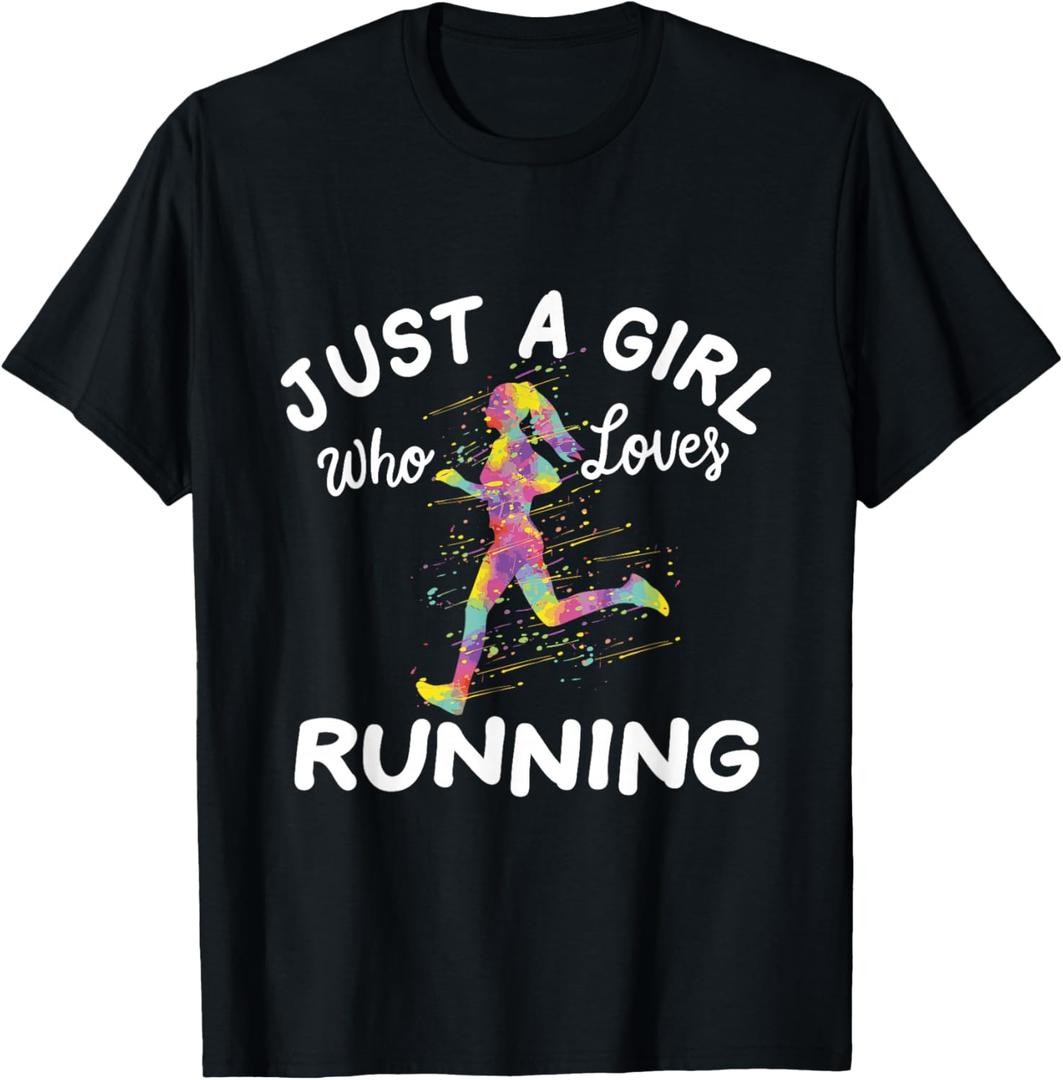 Just A Girl Who Loves Running T-Shirt (Gray, S)
