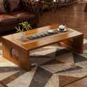 Japanese Low Floor Table Solid Wood Japanese Folding Table, Folding Coffee Table for Tatami Low Sitting Coffee Table No Assembly, Bamboo Japanese Style Tea Table for Sitting on The Floor Easy Storage