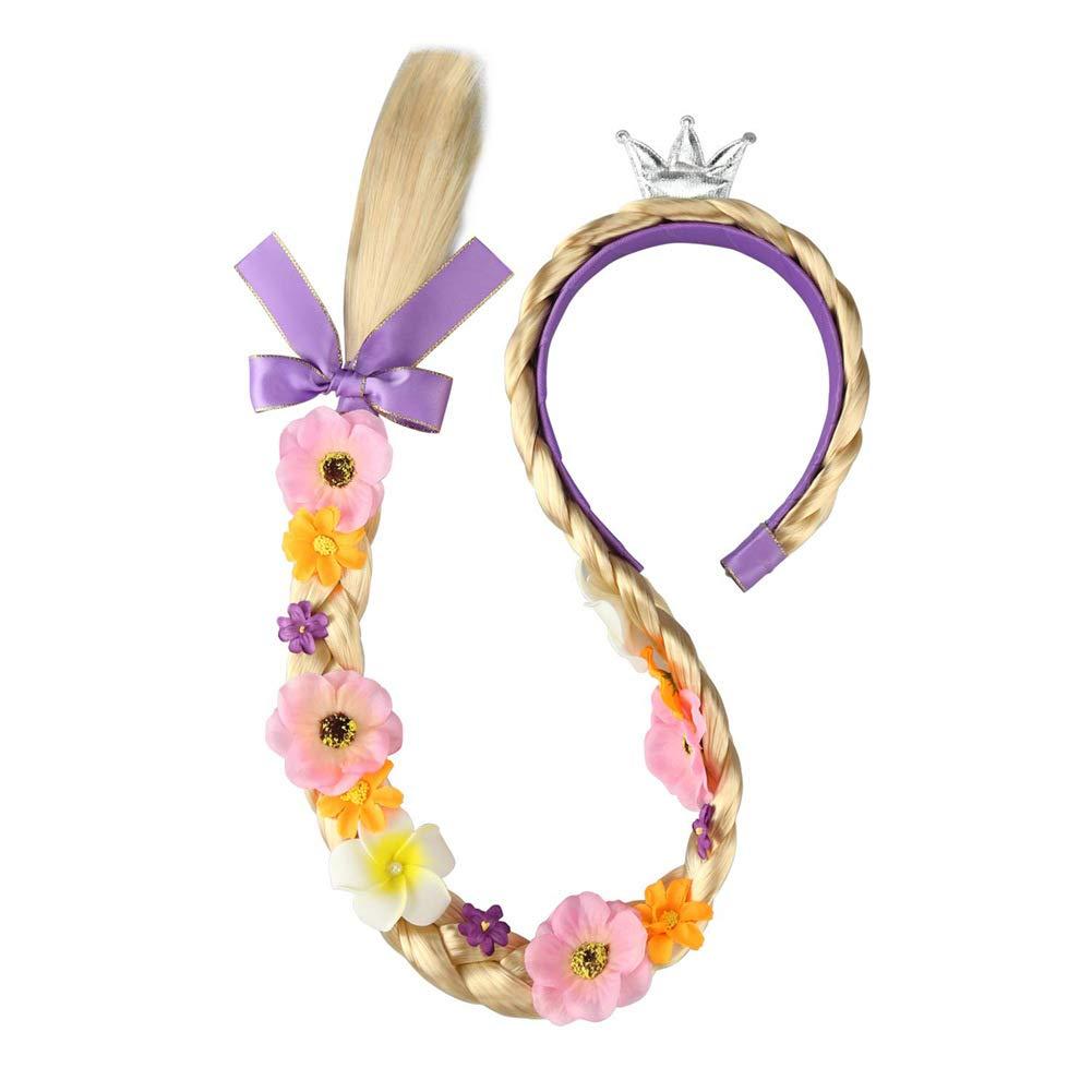 JiaDuo Girls Costume Wig Princess Dress up 24 Inch Long Braided Synthetic Hair Headband for Rapunzel