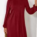 PRETTYGARDEN Fall Dresses for Women 2026 Long Sleeve Mini Short Flowy A Line Casual Holiday Party Tunic Dress Fashion Clothes (Red, L)