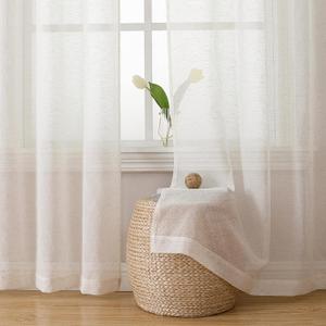 Simplebrand Natural Linen Textured Sheer Curtains 72 inches Long 2 Panels, Rod Pocket Solid Color Window Sheer Curtain Panels, Elegant Curtains & Drapes for Living Room, Bedroom (40" W x 72" L)