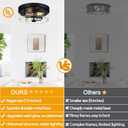 Flush Mount Ceiling Light Fixtures, 2-Light Black and Silver Ceiling Mount for Farmhouse with Seeded Glass Lampshade, Industrial Flush Mount Light Fixture for Hallway, Kitchen, Entryway and Foyer