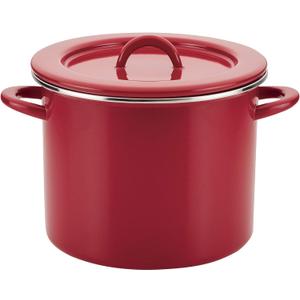Rachael Ray Create Delicious Stock Pot/Stockpot with Lid - 12 Quart, Red