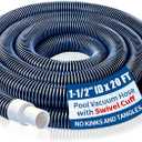 1-1/2 Pool Vacuum Hose With Swivel Cuff, 20FT x 1.5 Inch Pool Cleaner Hose | Flexible Cleaner Hose; Above Ground & Inground Pools; Pool Vacuum & Skimmer Systems; Kink Reduction; PE/EVA Construction