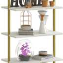 5 Tiers Ladder Shelf White Marble Modern Bookshelf Open Tall Wall Mount Bookcase Standing Leaning Wall Shelves Industrial Decorative