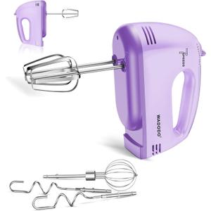 WADODO 7-Speed Electric Hand Mixer  Portable Food Mixer Kitchen Mixer with 304 *(1x Whisk, 2x Beater, 2x Dough hook) for Baking Cakes, Cream, Purple