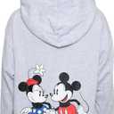 Disney Hoodie Womens Mickey & Minnie Mouse Print Zip Up (X-Large, Light Grey)
