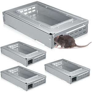 Qualirey 2 Pack Multi Catch Mouse Trap Clear Top Humanized Mouse Trap Rodent for Indoor Outdoor Rat Control Pet and Security (Silver)