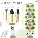Umigy 2 Set of 7 Tier Vertical Planter Stackable Tower Planters Strawberry Herb Flower and Vegetable Pots Indoor Outdoor Gardening Pots with Removable Wheels and Tools(Beige)