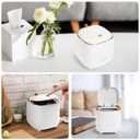 Mini Countertop Trash Can with 12 Rolls of Bags, Desk Can with Press Type Lid, Applicable for Bathroom Vanity Home Office (White)