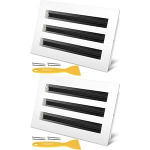 10x6 Modern AC Vent Cover 2Pack, Decorative White Air Vent (Duct Opening Cutout), All Aluminium Standard Linear Slot Diffuser, Low Noise - Register Grille for Ceiling, Walls & Floors