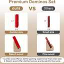 Jumbo Dominos Set for Adults with 4 Wooden Racks/Trays, Double 6 Dominoes Travel Set with Portable Case Double Six Dominoes Set with 4 Tiles Holders, 28 Tiles Dominos Set for Family Board Games