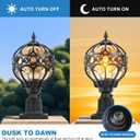 Dusk to Dawn Outdoor Lamp Post Lights, Aluminum Rust-proof Globe Post Light for Porch Front Door Driveway Lawn Garden, Black Sphere Exterior Pillar Light, Hardwired 3" Pier Mount Post Lantern, 2pack, 15.1"-2 Pack