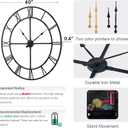 40In Large Wall Clock for Living Room, Easy Assembly Roman Numeral | Non-ticking metal farmhouse wall clock, easy assembly, oversized living room decorative decor