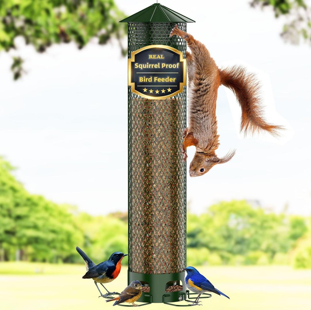 Lager Bird Feeder,Metal Squirrel Proof Bird Feeders for Outdoors Hanging 6.5LB Capacity,Easily Beat Squirrels,Attracting Finch,Cardinal,Chickadee