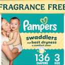 Swaddlers Diapers, Size 3 (13-26 lbs), 136 Count, Fragrance Free, Hypoallergenic, Absorbent, Pediatrician Recommended, Skin Safe