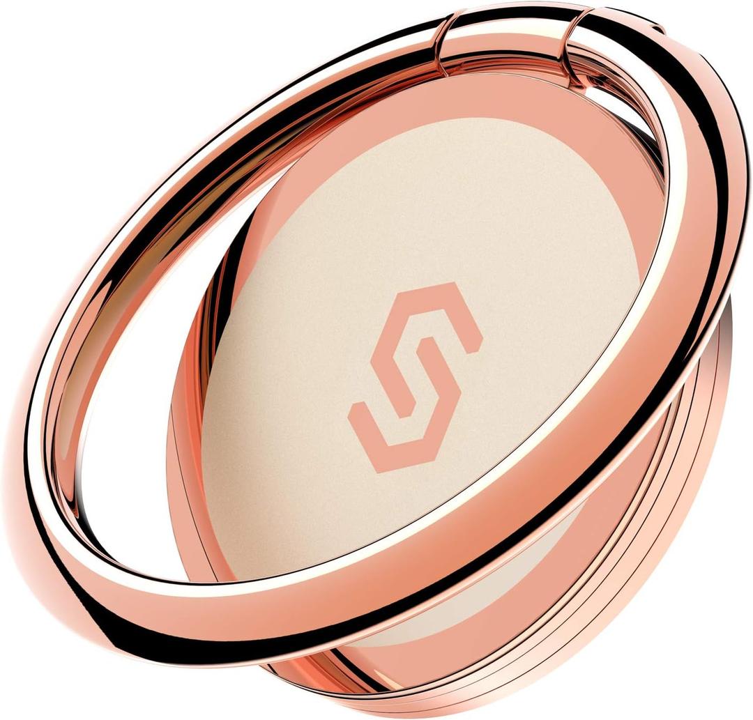 Syncwire Cell Phone Ring Holder Stand, 360 Degree Rotation Finger Ring Kickstand Polished Metal Phone Grip for Magnetic Car Mount (1 Pack, Rose Gold)