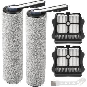 S5 Roller Brush and HEPA Vacuum Filter Replacement for Tineco Floor ONE S5, S5 Pro, S5 Pro 2, S5 Blue Smart Cordless Wet Dry Vacuum Cleaner Replacement Parts Include 2 HEPA Filters, 2 Brush Rollers (Grey)