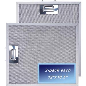 Upgraded W10169961A Range Hood Filter Fit for Whirl-Pool Range Hood Filter and Samsung Kitchen Aid GE Ikea Thermador etc the stove vent hood filters by size12"x10.5" 2 Pack