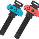 YUANHOT Wrist Bands for Nintendo Switch Just Dance 2025 2024 2023 & Zumba Burn It Up, Adjustable Elastic Straps for Switch & Switch OLED Joy Con Controller, 2 Pack Wristbands for Kid and Adult - Black