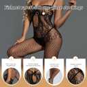 FRENZCOY Sexy Lingerie Women Fishnet Bodysuit Mesh Stretchy BodyStockings for Women One piece babydoll (Black)