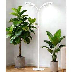 Grow Lights for Indoor Plants, 2-Head Full Spectrum LED Plant Light with Stand, 67" Adjustable Height, 3/9/12H Timer, 10 Dimmable Levels & 3 Lighting Modes