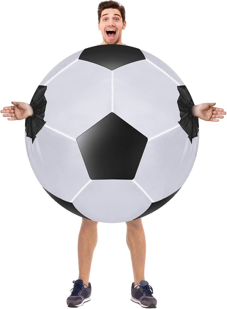 Hollowfly Adult Inflatable Costume 4.9-6.2 ft Halloween Costumes for Men Women Funny Blow up for Sports Party, Soccer Ball