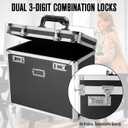 File Organizer Storage Box, Portable Locking Storage Totes - Storage Box with Dual Combination Locks for Filing Office Documents (Black)