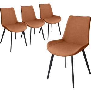 Dining Chairs Set of 4, Modern Kitchen & Dining Room Chairs, Upholstered Faux Leather Cushion Seat and Sturdy Metal Legs (4 Brown Chairs) (4 Charis Brown)