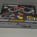 Slot Car Race Track Sets,2 in 1 Race Car Track with 4 High-Speed Slot CarsGift Toy for Boys Kids Ages 5 6 7 8-12,Dual Power (Source) Cars Track, Dual Racing Game Lap Counter Circular Overpass Track