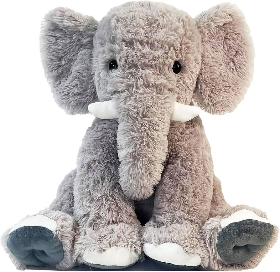 Large Elephant Stuffed Animals,Clever Elephant Plush Toy for Kids, for Girls and Women,Super Soft Room Decoration(Gray)