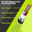 30 Amp to 110V 20 Amp RV Distribution Adapter, NEMA TT-30P to 5-15R/5-20R T-Blade Household Connectors,RV/Generator Adapter Cord with LED Indicator,10 Gauge 12 inch