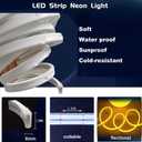 Red LED Neon Strip Light16.4ft/5m 12V Waterproof Flexible Light Strip for Indoor and Outdoor Decor, Bedroom, Kitchen, Party, TV Backlight.(Power Adapter not Included)