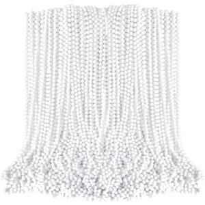 EOBOH Beaded Necklace, 100PCS White Mardi Gras Beads Stuff Party Favors, 33" Holiday Toy Costume Bulk, Festival Parade Throw Accessories for Wedding Birthday Celebrations Decoration