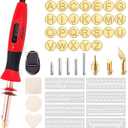 Wood Burning Pen Leather Pyrography Tool Burner Kit | 26 Letters | Temperature Adjustable | for Woodburning Engraver Carver Crafts (Red)