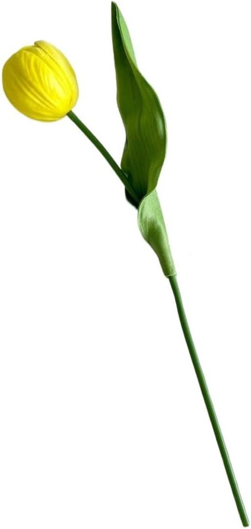 Premium Artificial Tulips Flowers, 10 Stems/Bouquet, Realistic Moist Touch, Perfect for Living Room Dining Table Decoration, Photo Prop, High-End Fake Flower Arrangement(Yellow)