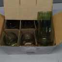 Green Drinking Glasses Set of 6 | Translucent Emerald Green Glassware | 16 oz Green Glass Cups | Highball Drinkware for Cocktails, Long Drink, Mojito, Juice | Nature-Inspired Drinkware