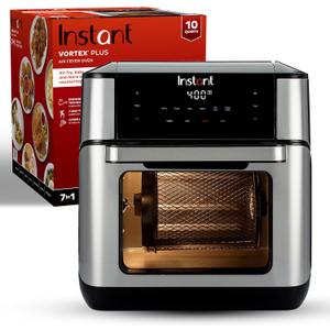 Instant Pot 10QT Air Fryer, 7-in-1 Functions with EvenCrisp Technology that Crisps, Broils, Bakes, Roasts, Dehydrates, Reheats & Rotisseries, Includes over 100 In-App Recipes, Stainless Steel