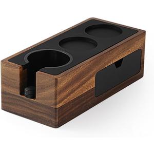 MHW-3BOMBER Espresso Tamping Station, 4 in 1 Walnut Espresso Organizer Box with Magnetic Drawer for Storage 51-58mm Espresso Tamper,Distributor,Portafilter and Espresso Accessories,CH6718
