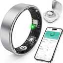 Smart Ring with Sleep Monitoring, Step Counting, Heart Rate, Blood Oxygen for iPhone and Android, No Subscription Fee, IP68 Waterproof Health Tracker (Silver, 10)