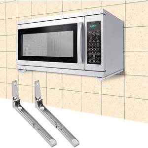 Microwave Oven Wall Stand, 2Pcs Stainless Steel Wall Mounted Microwave Oven Rack Shelf Sturdy Foldable Stretch Oven Bracket Holder for Home Office