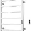 Blarala Heated Towel Racks for Bathroom, Wall Mounted Electric Towel Warmer Racks with Timer & Temperature Control, Stainless Steel Towel Heater for Bathroom (Square-White 6 Bars), Product Dimensions 22"L x 16"W x 3"H