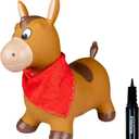 Waddle Bouncy Animal Hopper - Inflatable Hopping Animals, Indoors and Outdoors Fun, Pump Included, Riding Toys for Boys and Girls Ages 2 Years and Up, Brown Horse