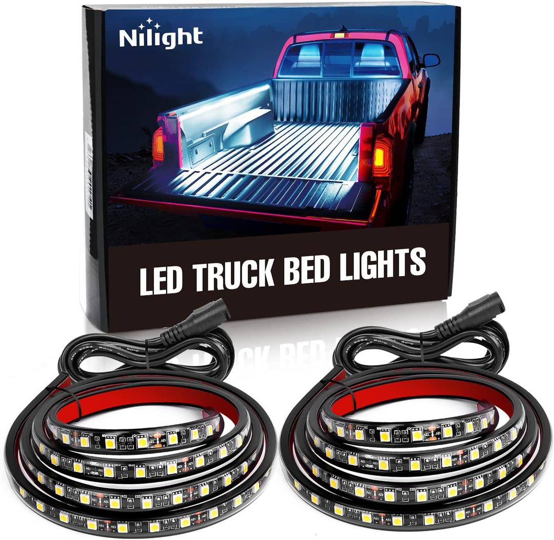 Nilight - TR-05 2PCS 60 Inch 180 LEDs Bed Strip Kit with Waterproof on/Off Switch Blade Fuse 2-Way Splitter Extension Cable for Cargo, Pickup Truck, SUV, RV, Boat 