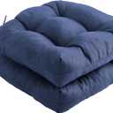 Outdoor Chair Cushions Set of 2, Patio Chair Cushions with Ties, 19x19+5 Tufted Outdoor Seat Cushions, Waterproof Patio Furniture Cushions, Outdoor Dining Chair Pads, Navy