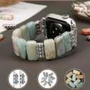 Moolia Natural Stone Bracelet Compatible with Apple Watch Band 41/40/38/42/44/45/46/49mm Women, Handmade Elastic Beaded Western Strap for iWatch Series 11 10 9 8 7 6 5 4 3 2 1 SE & Ultra1/2/3