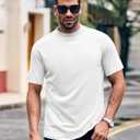 Wihion Men Turtleneck Mock Neck T Shirts Short Sleeve Ribbed High Neck T-Shirt Tee (White, M)