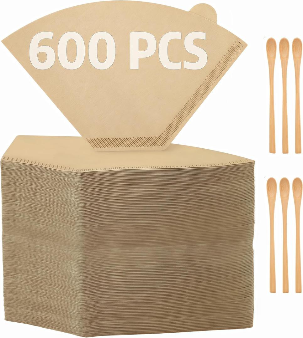 600 Count #2 Coffee Filter, Disposable Cone Coffee Filters For Pour Over and Drip Coffee Maker (2-6 cup)
