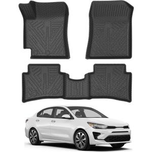 Mixsuper Liner Floor Mats for 2018-2024 Kia Rio 5-Door, All Weather Floor Liners for Rio Accessories Durable 1st and 2nd Row Set Black