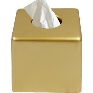 Square Tissue Box Cover Decorative Kleenex Box Holder for Bathroom & Living Room with Handcrafted Texture (Gold)